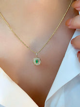 Load image into Gallery viewer, LUOWEND 18K Yellow Gold Natural Emerald Pendant for Women