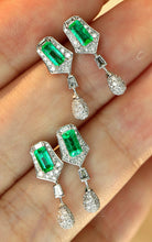 Load image into Gallery viewer, LUOWEND 18K White Gold Natural Emerald Earrings for Women