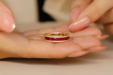 Load image into Gallery viewer, LUOWEND 18K Yellow Gold Real Natural Ruby Ring for Women