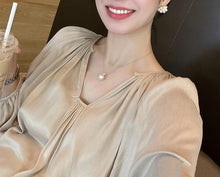 Load image into Gallery viewer, LUOWEND 18K White/Yellow/Rose Gold Real Natural Pearl Necklace for Women
