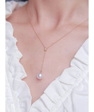 Load image into Gallery viewer, LUOWEND 18K Rose or Yellow Gold Real Natural Diamond and Pearl Necklace for Women