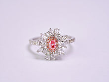 Load image into Gallery viewer, LUOWEND 18K White Gold Natural Pink Diamond Ring for Women