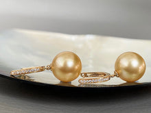 Load image into Gallery viewer, LUOWEND 18K Gold Tihiti Black Pearl or Gold Pearl Hoop Earrings for Women
