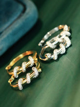 Load image into Gallery viewer, LUOWEND 18K White/Yellow Gold Fine Jewelry Real Natural Diamond Earrings for Women