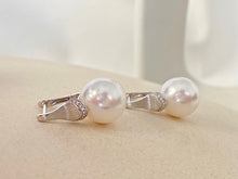 Load image into Gallery viewer, LUOWEND 18K White Gold Australian Pearl Hoop Earrings for Women
