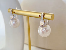 Load image into Gallery viewer, LUOWEND 18K White Gold Australian Pearl Hoop Earrings for Women