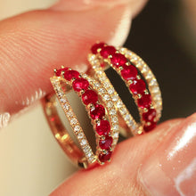 Load image into Gallery viewer, LUOWEND 18K Yellow Gold Fine Jewelry Natural Ruby Earrings for Women