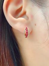 Load image into Gallery viewer, LUOWEND 18K Yellow Gold Fine Jewelry Natural Ruby Earrings for Women