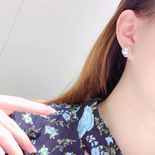 Load image into Gallery viewer, LUOWEND 18K White Gold Real Natural Diamond and Australian White Pearl Earrings for Women