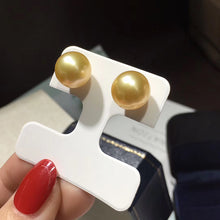 Load image into Gallery viewer, LUOWEND 18K Yellow Gold Real Natural Gold Pear Earrings for Women