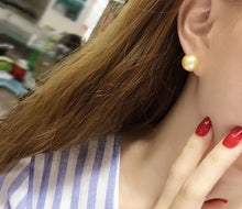 Load image into Gallery viewer, LUOWEND 18K Yellow Gold Real Natural Gold Pear Earrings for Women