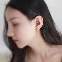 Load image into Gallery viewer, LUOWEND 18K White Gold Real Natural Akoya Pearl Earrings for Women