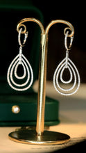 Load image into Gallery viewer, LUOWEND 18K White Gold Natural Diamond Drop Earrings for Women