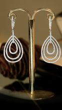 Load image into Gallery viewer, LUOWEND 18K White Gold Natural Diamond Drop Earrings for Women