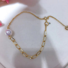 Load image into Gallery viewer, LUOWEND 18K Yellow Gold Natural Akoya Pearl Bracelet for Women