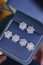 Load image into Gallery viewer, LUOWEND 18K White Gold Natural Pink Diamond Earrings for Women
