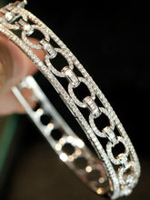 Load image into Gallery viewer, LUOWEND 18K White Gold Real Natural Diamond Bangle for Women