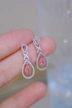 Load image into Gallery viewer, LUOWEND 18K White Gold Natural Pink Diamond Earrings for Women
