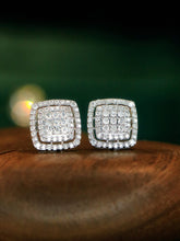 Load image into Gallery viewer, LUOWEND 18K White Gold Natural Diamond Stud Earrings for Women