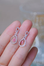 Load image into Gallery viewer, LUOWEND 18K White Gold Natural Pink Diamond Earrings for Women