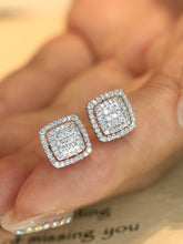 Load image into Gallery viewer, LUOWEND 18K White Gold Natural Diamond Stud Earrings for Women