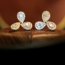 Load image into Gallery viewer, LUOWEND 18K Gold Natural Diamond Stud Earrings for Women