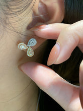 Load image into Gallery viewer, LUOWEND 18K Gold Natural Diamond Stud Earrings for Women