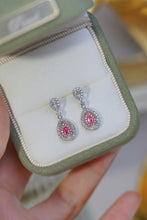 Load image into Gallery viewer, LUOWEND 18K White Gold Natural Pink Diamond Earrings for Women