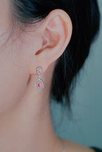 Load image into Gallery viewer, LUOWEND 18K White Gold Natural Pink Diamond Earrings for Women