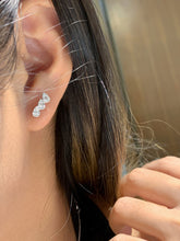 Load image into Gallery viewer, LUOWEND 18K White Gold Natural Diamond Earrings for Women