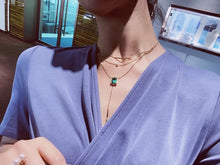 Load image into Gallery viewer, LUOWEND 18K White Gold Natural Emerald Necklace for Women