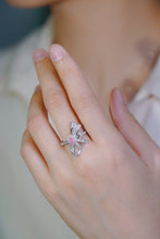 Load image into Gallery viewer, LUOWEND 18K White Gold Natural Pink Diamond Ring for Women