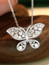 Load image into Gallery viewer, LUOWEND 18K White Gold Natural Diamond Pendant Necklace for Women