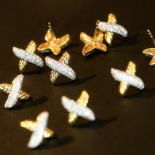 Load image into Gallery viewer, LUOWEND 18K White&Yellow Gold Natural Diamond Earrings for Women