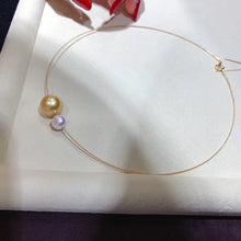 Load image into Gallery viewer, LUOWEND 18K Yellow Gold Natural Pearl Necklace for Women