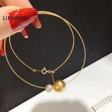 Load image into Gallery viewer, LUOWEND 18K Yellow Gold Natural Pearl Necklace for Women