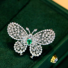 Load image into Gallery viewer, LUOWEND 18K White Gold Real Natural Emerald and Diamond Gemstone Necklace for Women