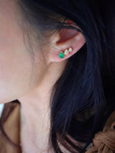 Load image into Gallery viewer, LUOWEND 18K Yellow Gold Natural Emerald Earrings for Women