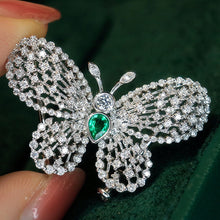 Load image into Gallery viewer, LUOWEND 18K White Gold Real Natural Emerald and Diamond Gemstone Necklace for Women