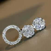 Load image into Gallery viewer, LUOWEND 18K Yellow Gold Natural Diamond Stud Earrings for Women