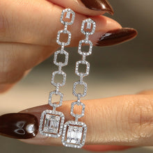 Load image into Gallery viewer, LUOWEND 18K White Gold Real Natural Diamond Drop Earrings for Women