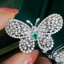 Load image into Gallery viewer, LUOWEND 18K White Gold Real Natural Emerald and Diamond Gemstone Necklace for Women
