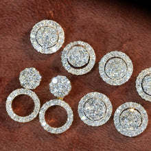 Load image into Gallery viewer, LUOWEND 18K Yellow Gold Natural Diamond Stud Earrings for Women