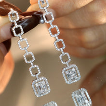Load image into Gallery viewer, LUOWEND 18K White Gold Real Natural Diamond Drop Earrings for Women