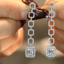 Load image into Gallery viewer, LUOWEND 18K White Gold Real Natural Diamond Drop Earrings for Women
