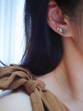 Load image into Gallery viewer, LUOWEND 18K Yellow Gold Natural Emerald Earrings for Women