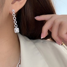 Load image into Gallery viewer, LUOWEND 18K White Gold Real Natural Diamond Drop Earrings for Women