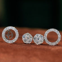 Load image into Gallery viewer, LUOWEND 18K Yellow Gold Natural Diamond Stud Earrings for Women
