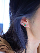 Load image into Gallery viewer, LUOWEND 18K Yellow Gold Natural Emerald Earrings for Women