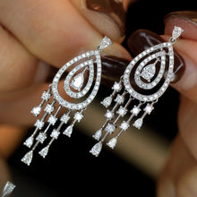 Load image into Gallery viewer, LUOWEND 18K White Gold Real Natural Diamond Drop Earrings for Women